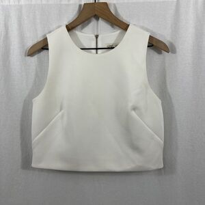 Eliza J White Scuba Sleeveless Crop Tank Top Womens Size 6 Clean Event Wedding